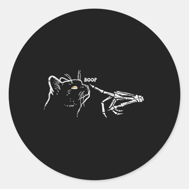 Adesivo Redondo Gato Negro Skelover Boop Halloween Mulheres de est (Frente)