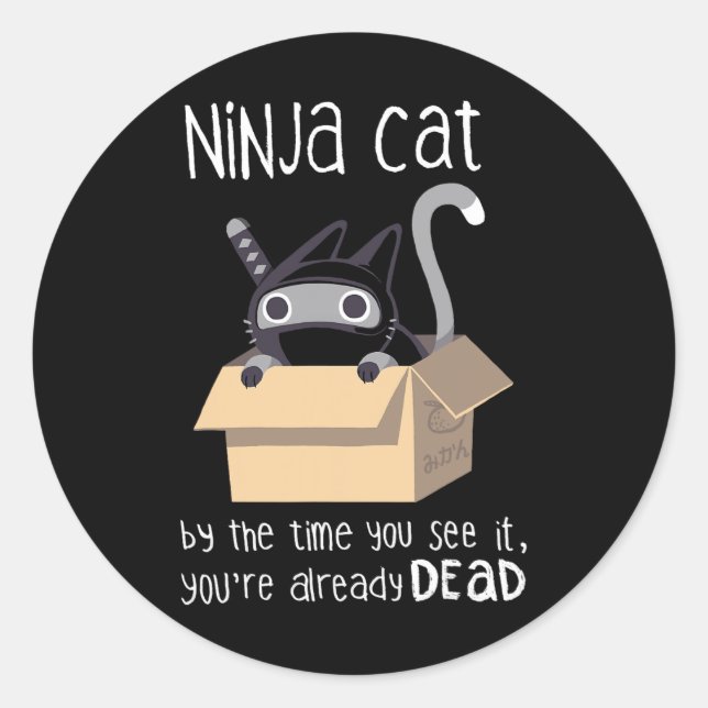 Adesivo Redondo Gato Ninja (Frente)