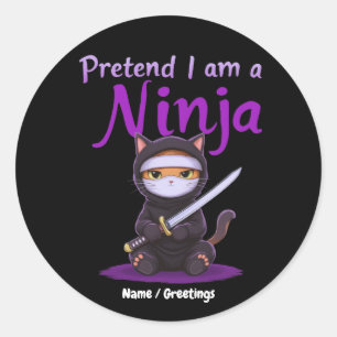 Adesivo Redondo Gato Ninja Furtivo Gatinho Máscarado Guerreiro Bri