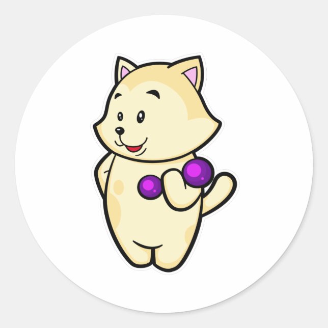 Adesivo Redondo Gato no Biceps treinando com Dumbbell (Frente)