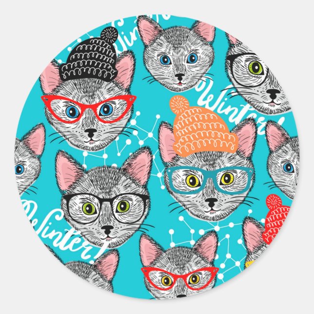 Adesivo Redondo Gato no chapéu (Frente)