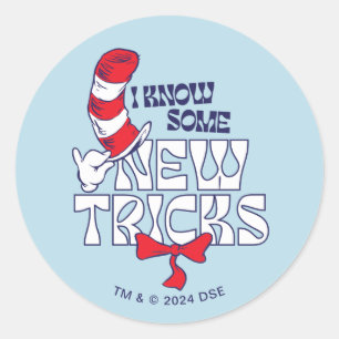 Adesivo Redondo Gato no Chapéu   Eu Sei Alguns Truques Novos