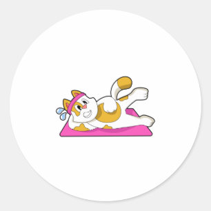 Adesivo Redondo Gato no Yoga Esforço