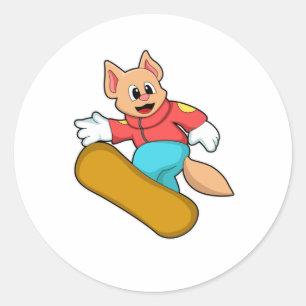 Adesivo Redondo Gato nos esportes de snowboard