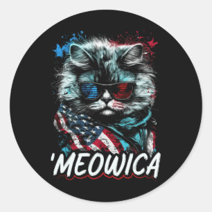 Adesivo Redondo Gato Persa Patriótico Merica