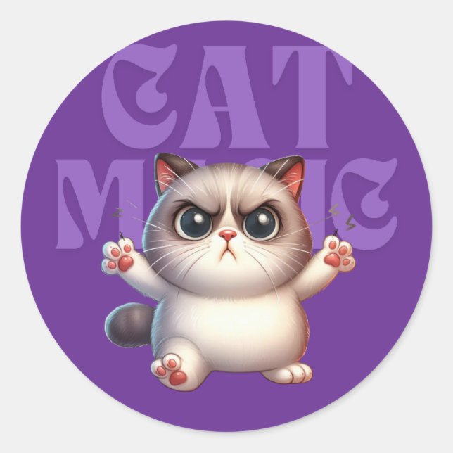 Adesivo Redondo Gato Power Sticker (Frente)