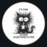 Adesivo Redondo Gato Preto Bonito. Tudo bem. Está tudo bem.<br><div class="desc">Gato Preto Bonito. Está bem, estou bem. Está tudo bem.</div>