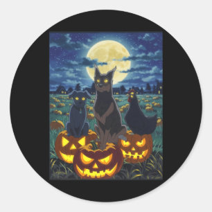Adesivo Redondo Gato Preto Cachorro Frango Halloween Abóbora Assus