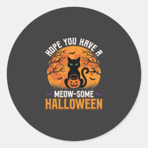 Adesivo Redondo Gato Preto de Halloween Meow-Some