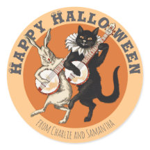 Gato preto e coelho roxos CC1052 Halloween