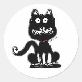 Adesivo Redondo Gato preto engraçado