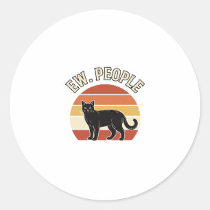 Adesivo Redondo Gato Preto Engraçado Ew Pessoas Design Vintage Ret