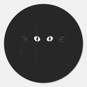Adesivo Redondo Gato Preto Engraçado Olhando Silenciosamente Meme