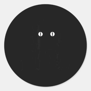 Adesivo Redondo Gato Preto Fofo de Halloween com Bigodes Feliz