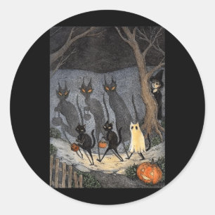 Adesivo Redondo Gato Preto Halloween Homens Mulheres