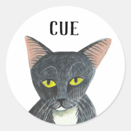 Adesivo Redondo Gato Preto Ilustrado Fofo