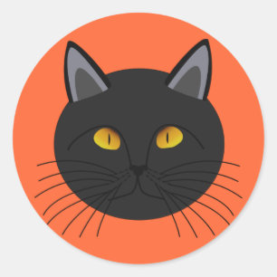 Adesivo Redondo Gato preto para o Dia das Bruxas