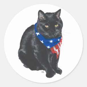 Adesivo Redondo Gato Preto Patriótico