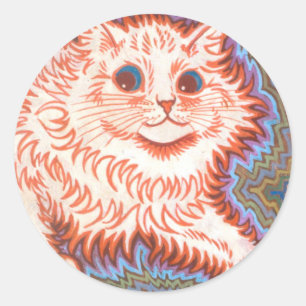 Adesivo Redondo Gato Psicodélico Vintage De Louis Wain