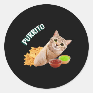 Adesivo Redondo Gato Purrito Num Burrito