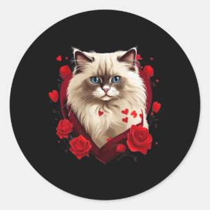Adesivo Redondo Gato Ragdoll Fofo Amor Gato Dia dos Namorados