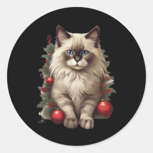 Adesivo Redondo Gato Ragdoll Natal Enfeites