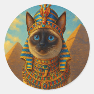Adesivo Redondo Gato Real Faraó Egípcio no Deserto