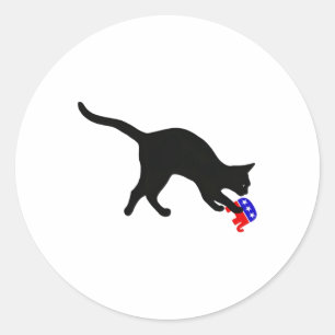 Adesivo Redondo Gato Saltando No Gop Elefant Engraçado Democat