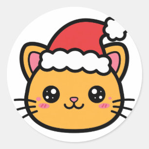 Adesivo Redondo Gato Santa Fofo Natal