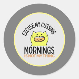 Adesivo Redondo Gato Sarcástico Amarelo Engraçado | Zazzle.com.br