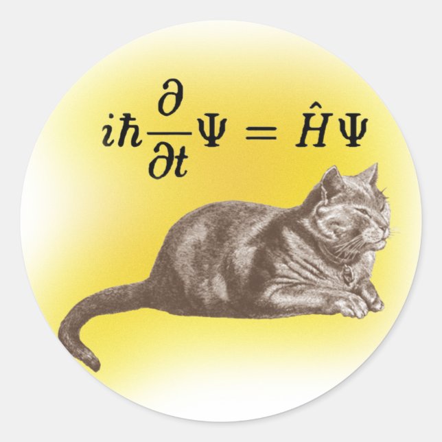 Adesivo Redondo Gato Schrodinger (Frente)