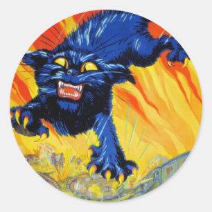 Adesivo Redondo Gato Selvagem de Recrutamento Militar Bélico Vinta