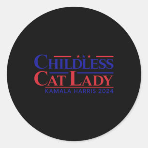 Adesivo Redondo Gato Sem Fios Lady Kamala 2024 Harris Funny Presid
