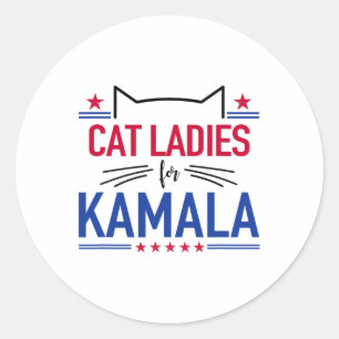 Adesivo Redondo Gato Senhoras Para Kamala Funny Cat 2024 President