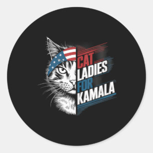 Adesivo Redondo Gato Senhoras Para Kamala Presidente Kamala Harris
