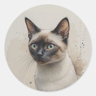 Adesivo Redondo Gato Siameses Filhote Animal de Estimação