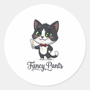 Adesivo Redondo Gato Smoking Fancy Pants Aplaudindo