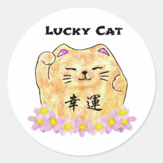 Adesivo Redondo Gato Sortudo (Maneki Neko) - "Gato Sortudo"