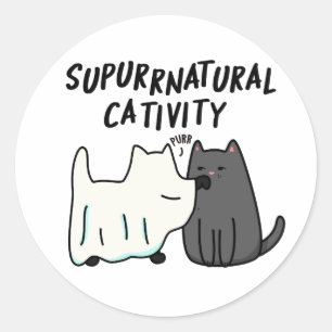 Adesivo Redondo Gato Su-Purr-Natural Engraçado