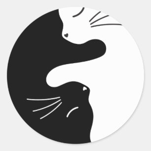 Adesivo Redondo Gato Tai Chi Mestre Zen Kitty Equilíbrio