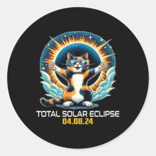 Adesivo Redondo Gato Tomando Selfie Solar Eclipse Solar Eclipse 20