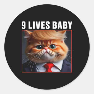 Adesivo Redondo Gato Trump 9 Vidas Por Divertido Voto Para Gatos T