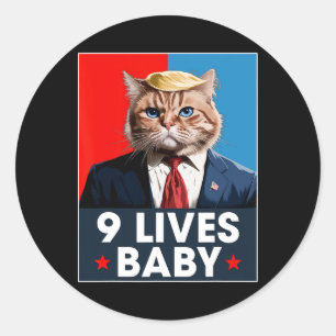 Adesivo Redondo Gato Trump 9 Vidas Por Divertido Voto Para Gatos T