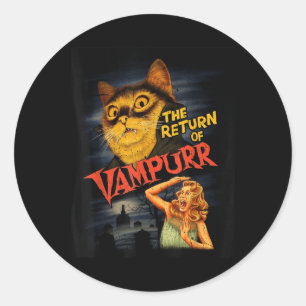 Adesivo Redondo Gato Vampiro Clica Filme Horror Camisa Gráfica Eng