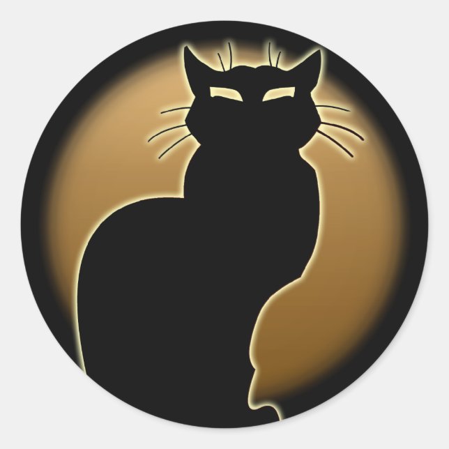 Adesivo Redondo Gato Viciante Diversão Halloween Vestidos de Gato