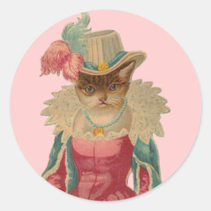 Adesivo Redondo Gato Vintage Dressy