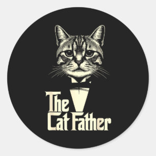 Adesivo Redondo Gato vintage pai papai vida gato pai feliz dia dos