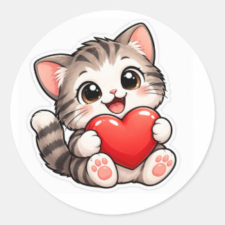 Adesivo Redondo gatos amam