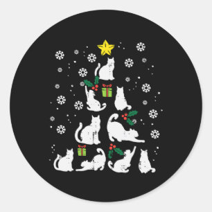 Adesivo Redondo Gatos Árvore de Natal Gato Fofo Gato Fofo Fúria Fú