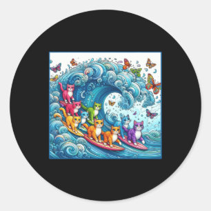 Adesivo Redondo Gatos Azuis Ondam Para A Gente De Gato Engraçado D